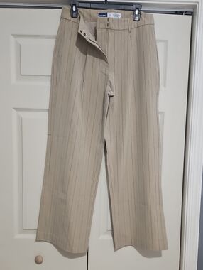 Old Navy Neutral Beige Pinstripe Wide-Leg Trousers